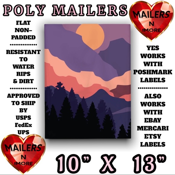 MAILERSNAMORE Other - ( Quantity 50 10x13 ) Mountain Sunset Trees Poly Mailer Bags Shipping Envelopes